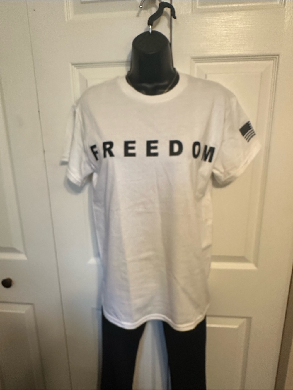 Gildan White Short-Sleeve Tee with FREEDOM Text - Size Small